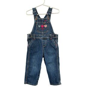 OshKosh Baby Girls Overalls 18M Vestbak Heart Print Snap Legs Used